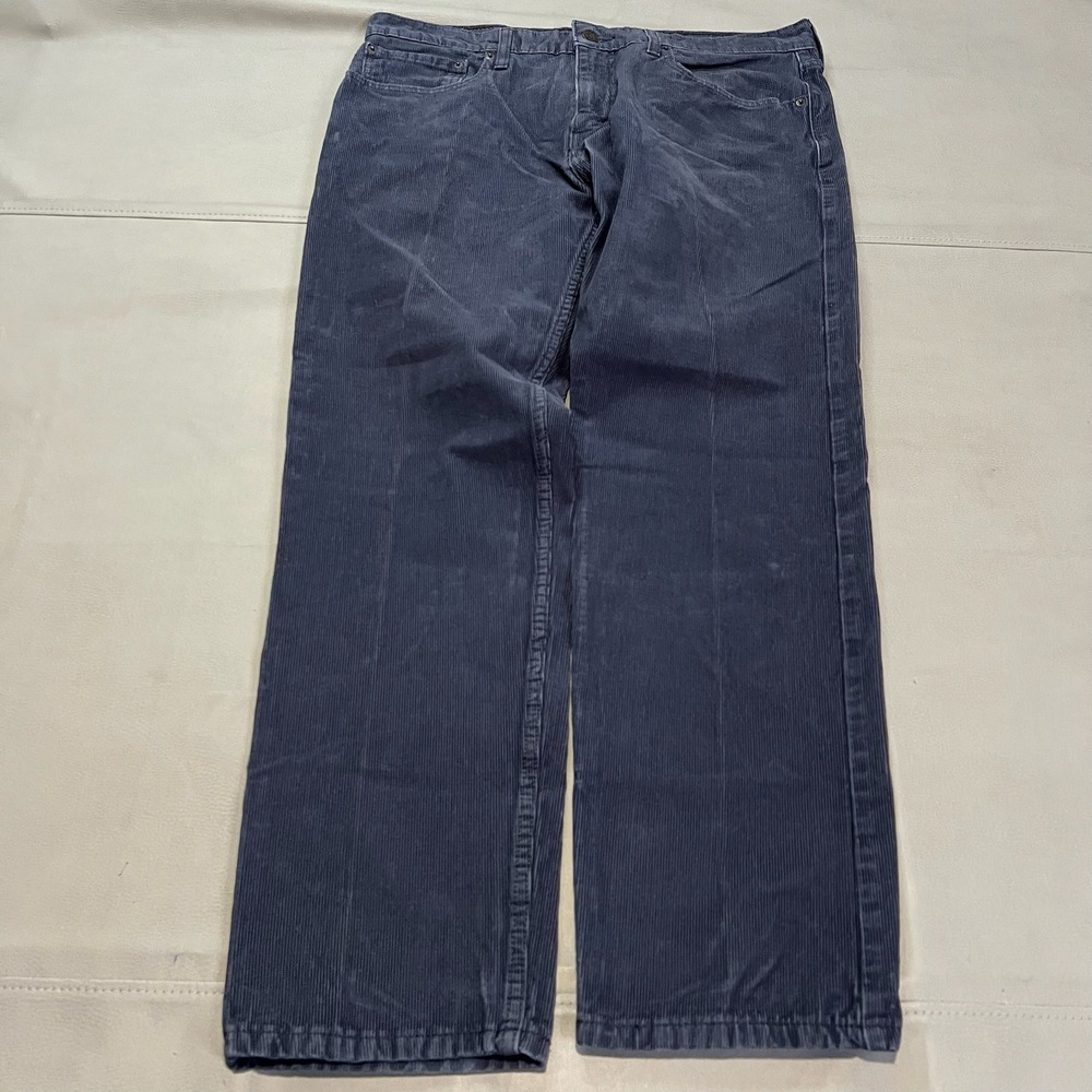 Levi Strauss 502 Men 36x32 Blue Corduroy Straight‎ Leg Relaxed Fit Jean Y2K-4512